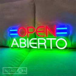 Open Abierto Neon LED Sign Spanish Neon Signs for Coffee Shop Studio Room Wall Decor Disco Club Bar Restaurant Neon Sign Lights