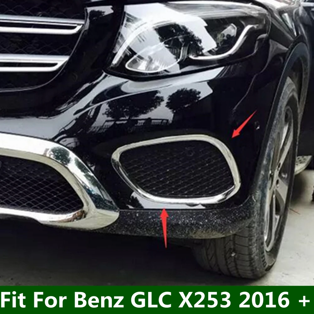 

Chrome Front Bumper Grille Fog Light Lamp Decor Frame Cover Trim Fit For Mercedes Benz GLC X253 2016 - 2021 Exterior Accessories