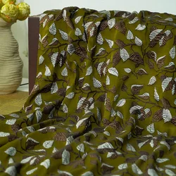 Olive Green Relief Leaf Dress Jacquard Fabric Vintage Luggage Bag Women's Dress Micro Skeleton Decorative Sewing Fabric