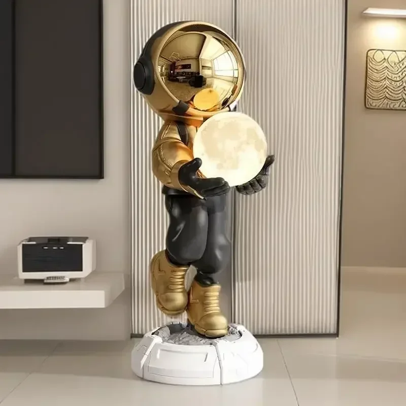 JUNTHORB Astronaut Statue, Spaceman Sculpture, Home Decor Sculpture, Cool Metal mask Decoration, Large Spaceman Figurine Decorat