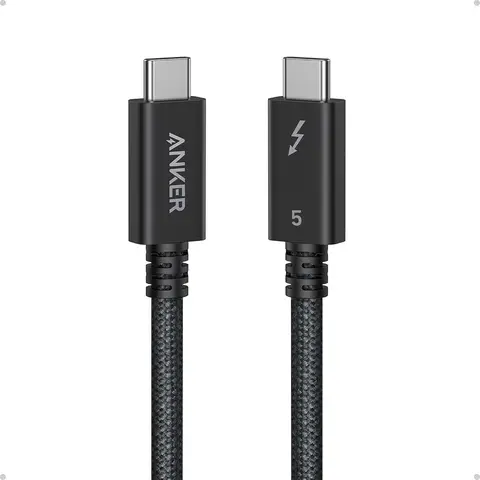 Кабель Anker Prime Thunderbolt 5, 3,3 фута, USB-C - USB-C, зарядка 240 Вт, передача данных 80 Гбит/с, полнодополнительная ширина полосы пропускания до 120 Гбит/с