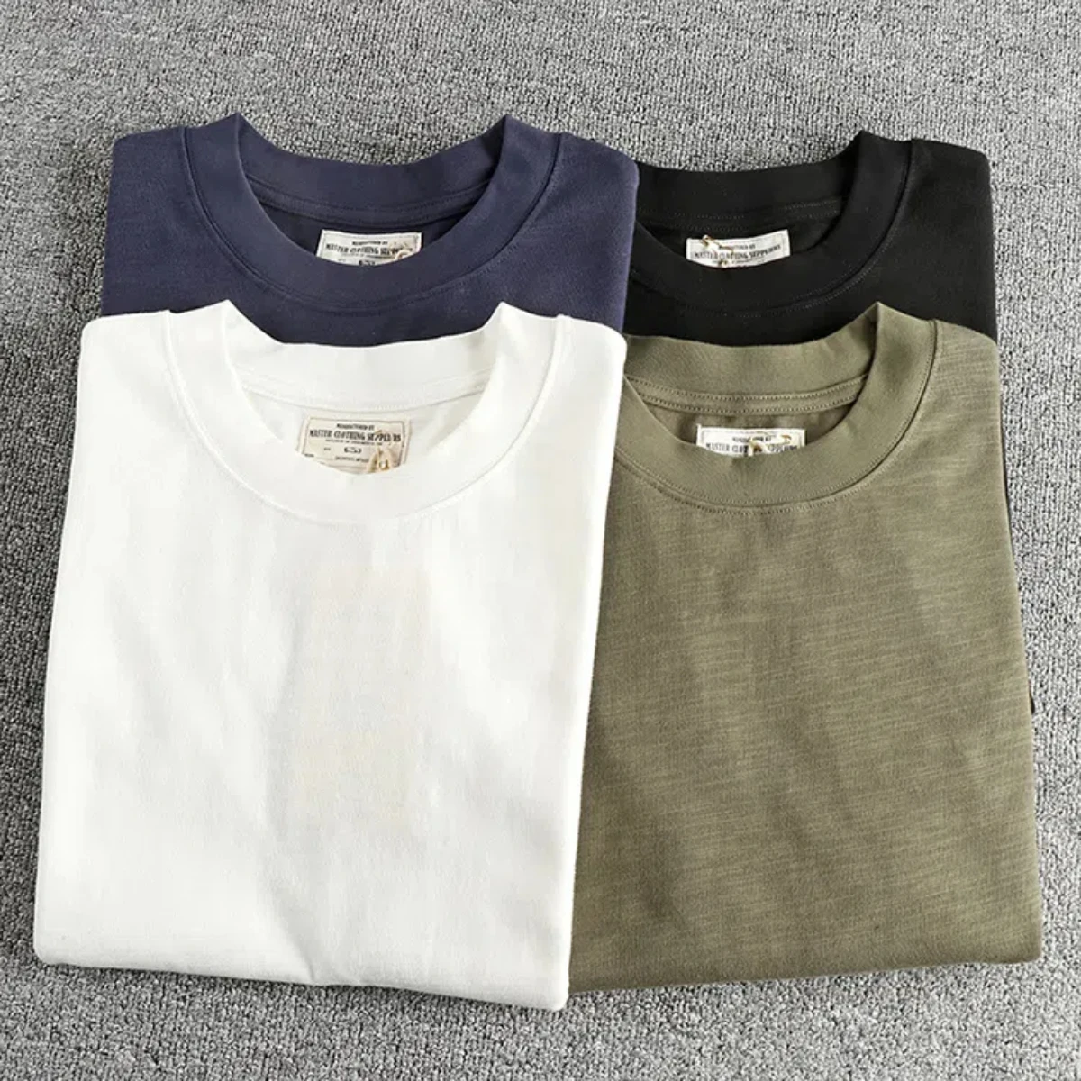 Heavy wash cotton long sleeve T-shirt men's autumn May Khaki retro trend base top