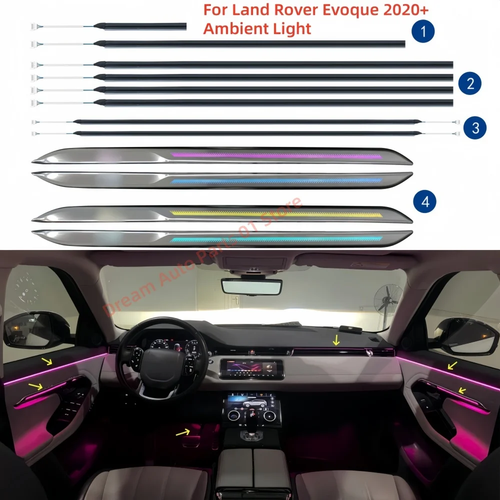 Electroplated door trim strips For Land Rover Evoque 2020+ LED Ambient Light car interior lighting upgrade Auto accessories new
