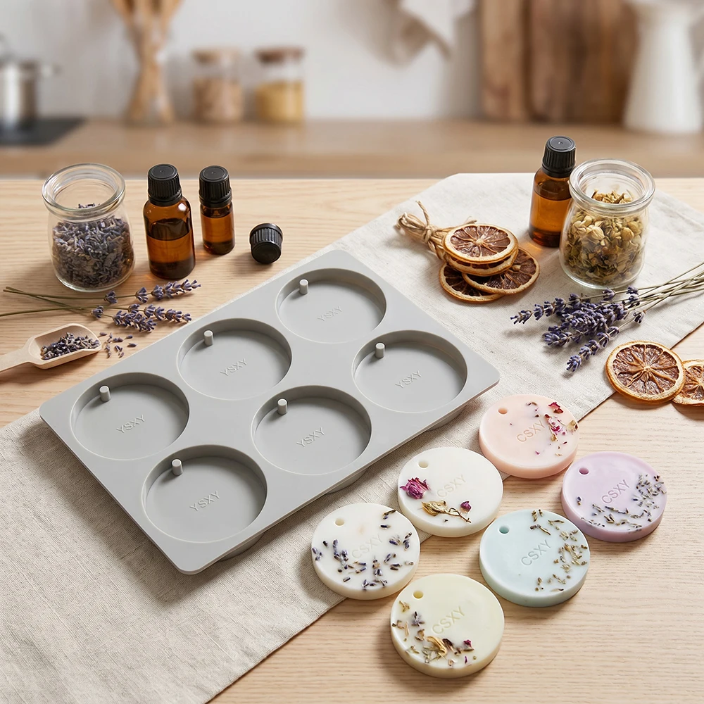 1個6穴円形モールドDIY手作りアロマキャンドル石膏エポキシ - Soap Making Molds のレビューと価格
