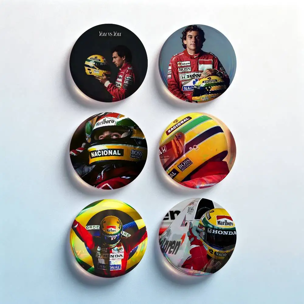 Racing Driver A-Ayrton Senna 2 Pieces Badge Set Icons Badges Creative Meme Figure Round Tinplate Brooch Bag Clothes Accessories