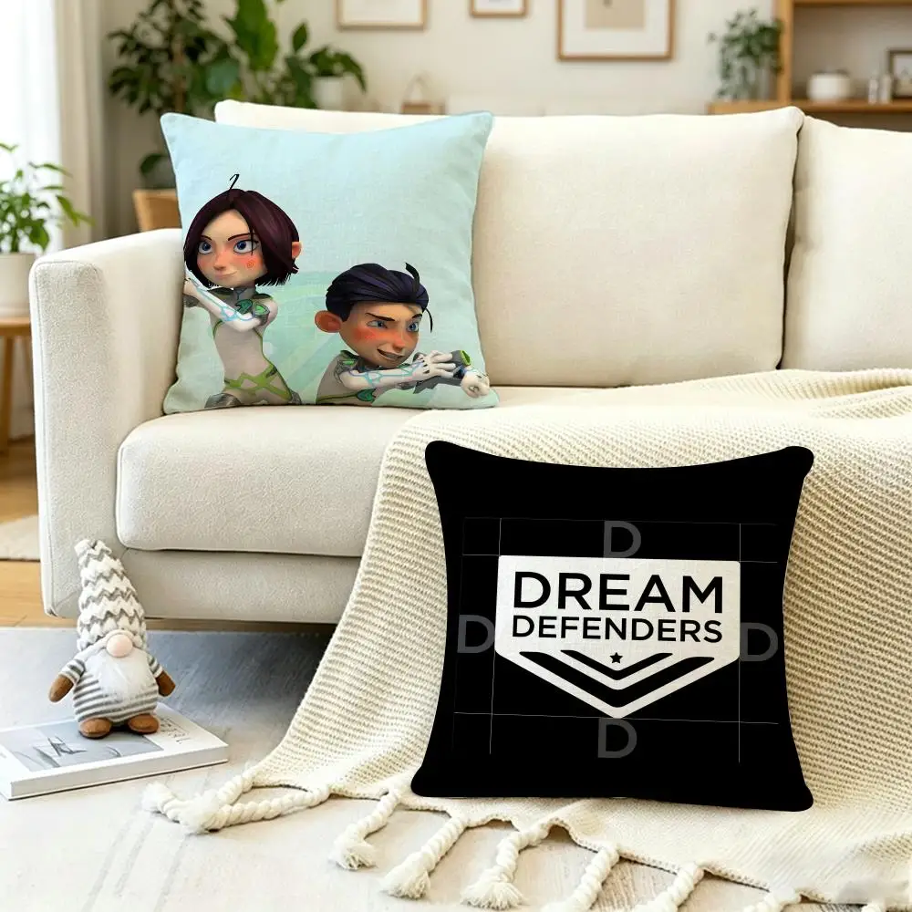 Anime D-Dream Defenders-S Cushion Cover Anti-dustmite Pillowcase Invisible zipper silky short plush Sofa cushion cover