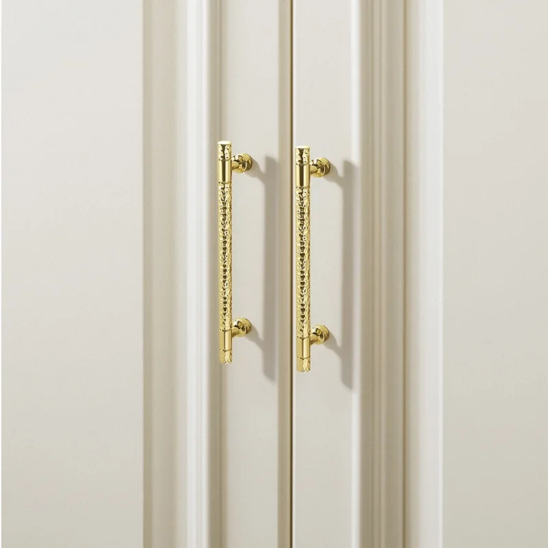 Light Luxury Zinc Alloy Cabinet Handles Bright Gold Black Hammered Drawer Knobs Wardrobe Dresser Kitchen Furniture Pulls 2