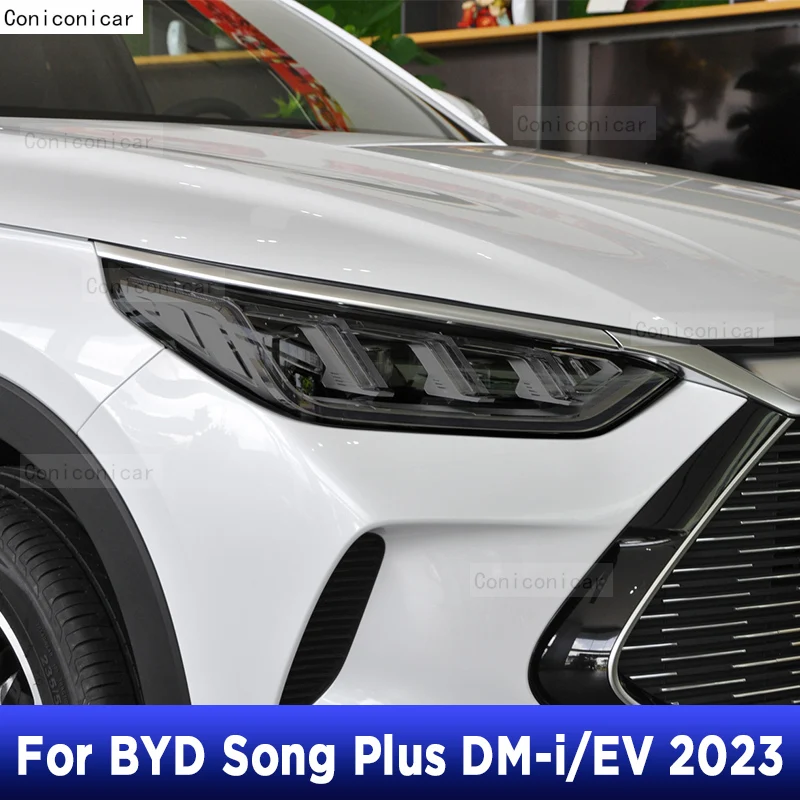 

For BYD SONG PLUS DM-i EV 2023 2024 Car Exterior Headlight Anti-scratch Front Lamp Tint TPU Protective Film Repair Accessories