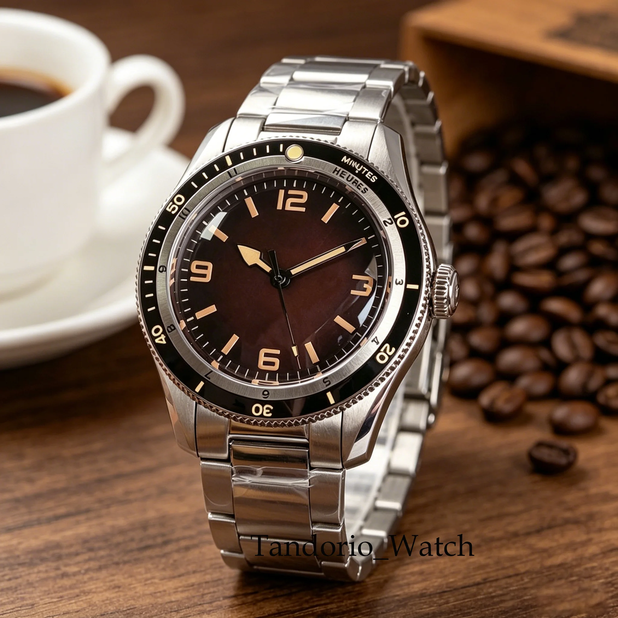 Tandorio 40mm 20ATM Stainless Steel Vintage Diver Automatic Mechanical Men Watch For Miyota 8215/Asia 2824 Sapphire Glass
