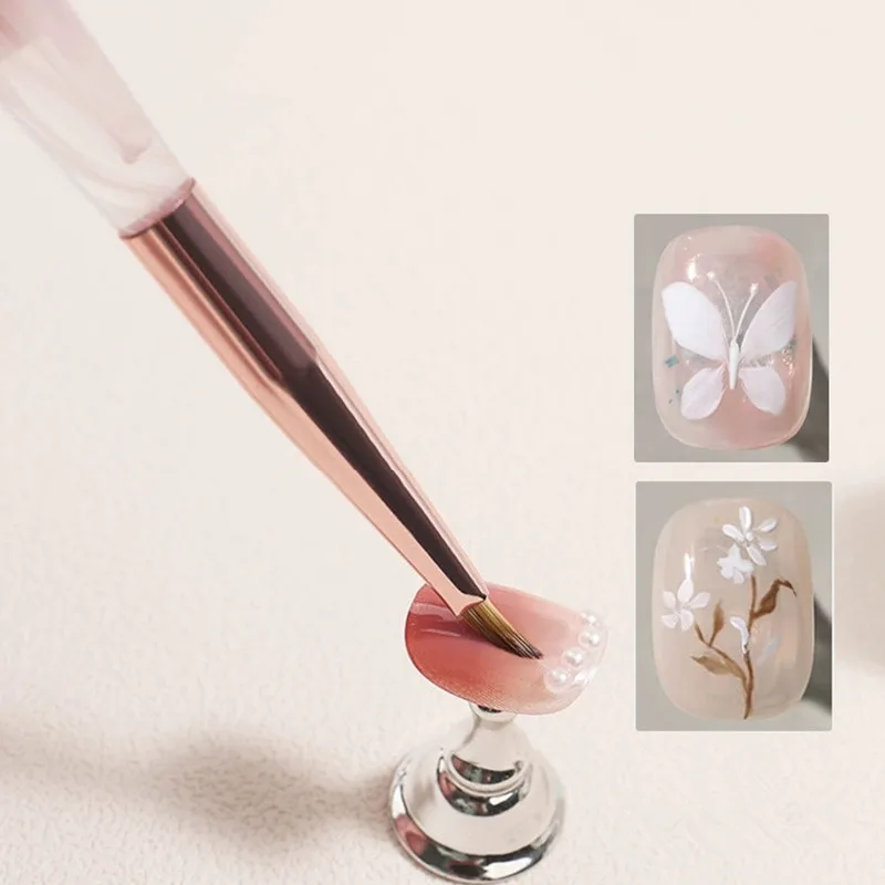 1PCS Triangular Petal Nail Brush Acrylic Nail Art Liner Brush Stripes Grid Flower Painting Drawing PenManicure Tools