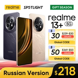 [Мировая премьера] realme 13 Plus 5G смартфон Dimensity 7300 энергии 5G чипсет 80 Вт зарядки 5000 мАч аккумулятор 120 Гц дисплей GT режим 90 кадров в секунду Быстрый игровой 50 Мп Sony LYT-600 OIS камера NFC IP65