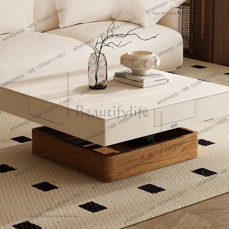 PG Nordic Rock Beam Lifting Mahjong Table High-end Solid Wood Living Room Mahjong Table Home Furniture طاولة طعام FYMT