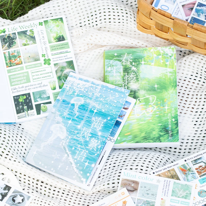 30sheets Kawaii Japanese Stationery Stickers Sparkling Sand Film Die Cut Stickers Books DIY Diary Albums Cute Scrapbook Stickers