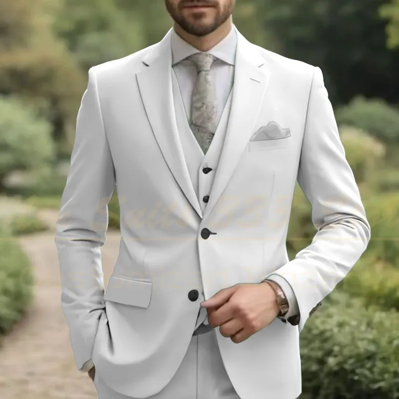 

Slim Fit Men's Suits 3 Piece Jacket Pants Vest Elegant Prom Party Outfits Formal Single Breasted Notch Lapel Male Clothing