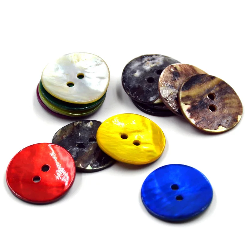 10pcs/lot Natural Shell Sewing Buttons Color Mother of Pearl Shell Round Buttons 2 Holes for Clothing DIY Garment Accessories