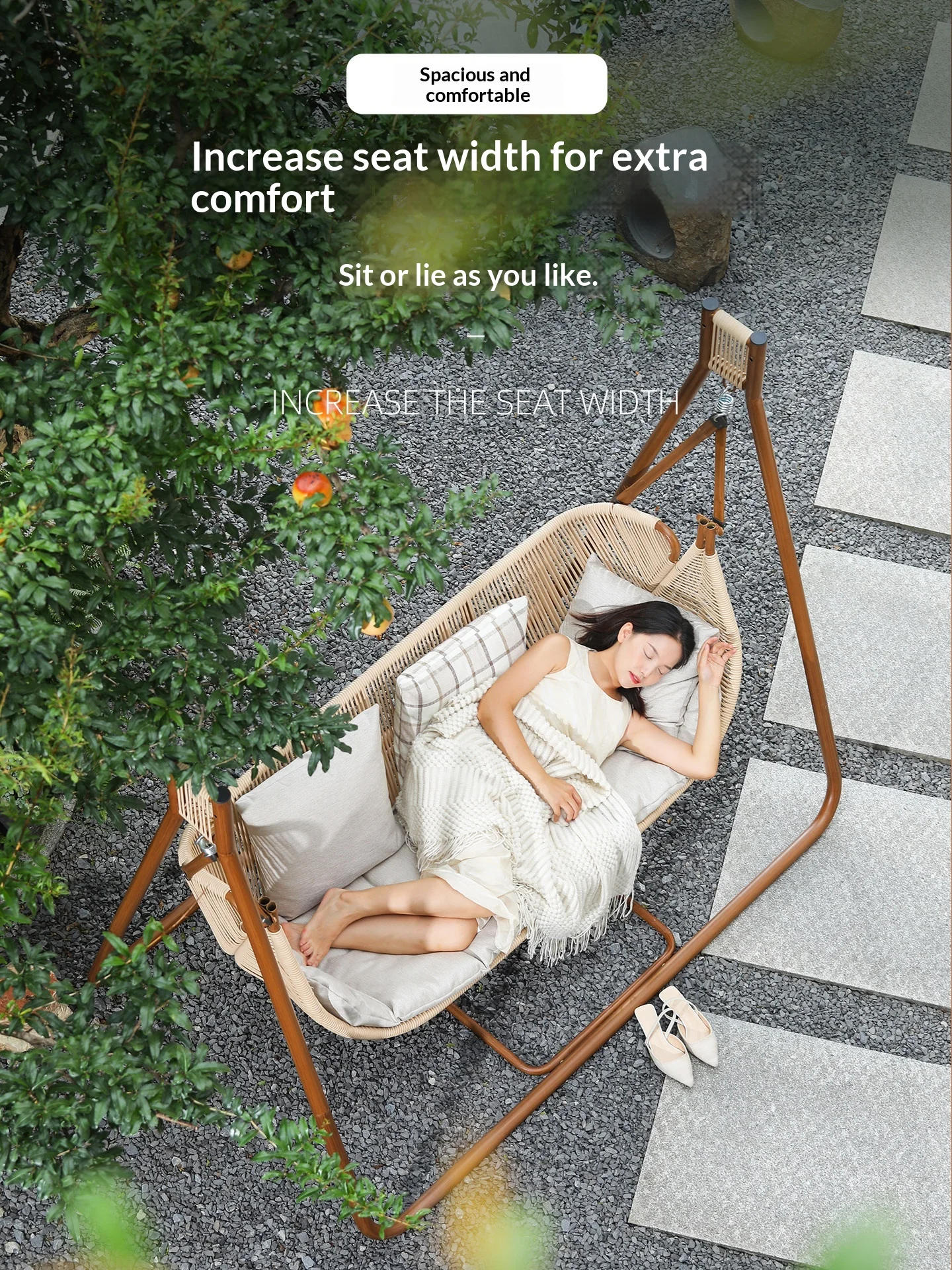 Outdoor Steel Swing Chair for Courtyard & Villa Double-Person Rocking Chair Popular Patio Hammock Garden Outdoor Furniture