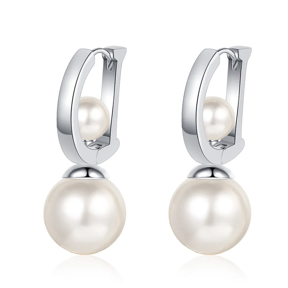 

925 sterling silver light luxury fashion D-shaped pearl ear buckle birthday party anniversary gift