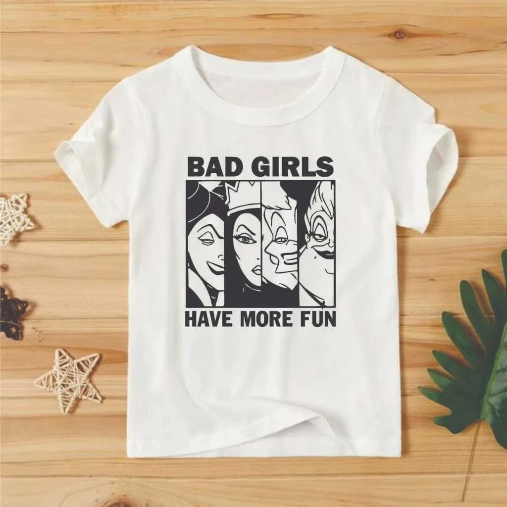 Camiseta de verano de villano de Disney para niños y niñas, ropa familiar para padres e hijos, Top informal holgado y cómodo de manga corta para hombres y mujeres