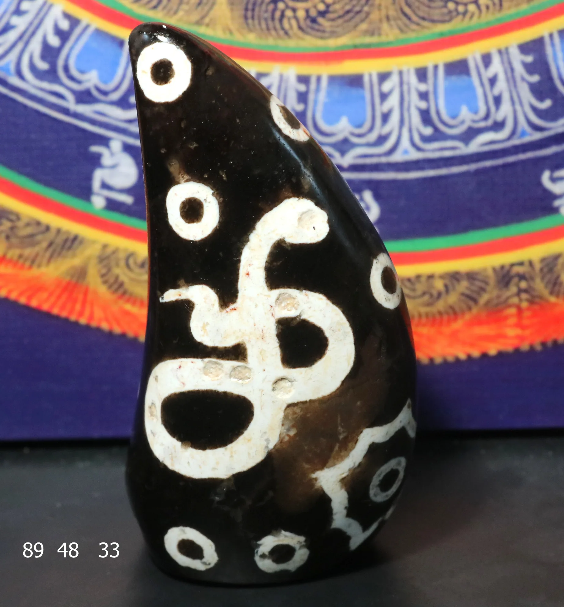 

No.210126N14 Energy Tibetan Old Agate Zodiac Snake 17 Eyed dZi Bead Totem Statue For Display Fengshui Best Good Saurces