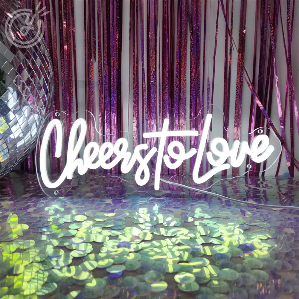 Cheers to Love LED Wedding Neon signboard Bedroom Wall Art Neon Decoration Anniversary Party Neon Sign Lights