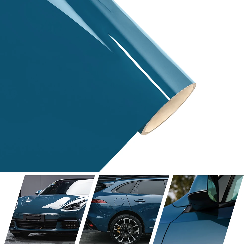 

Premium PET Petrol Blue Car Vinyl Wrap Film Self Adhesive Auto Body Vehicle Foil Sticker Exterior Decor Decal Air Bubble Free