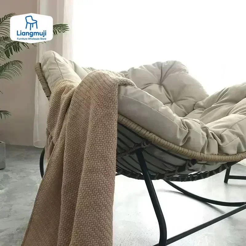 Sillón Mecedor de Ratán para el Hogar, Sala de Estar, Apartamento Pequeño, Descanso, Balcón, Silla Mecedora para Adultos, Estilo Celebridad de Internet