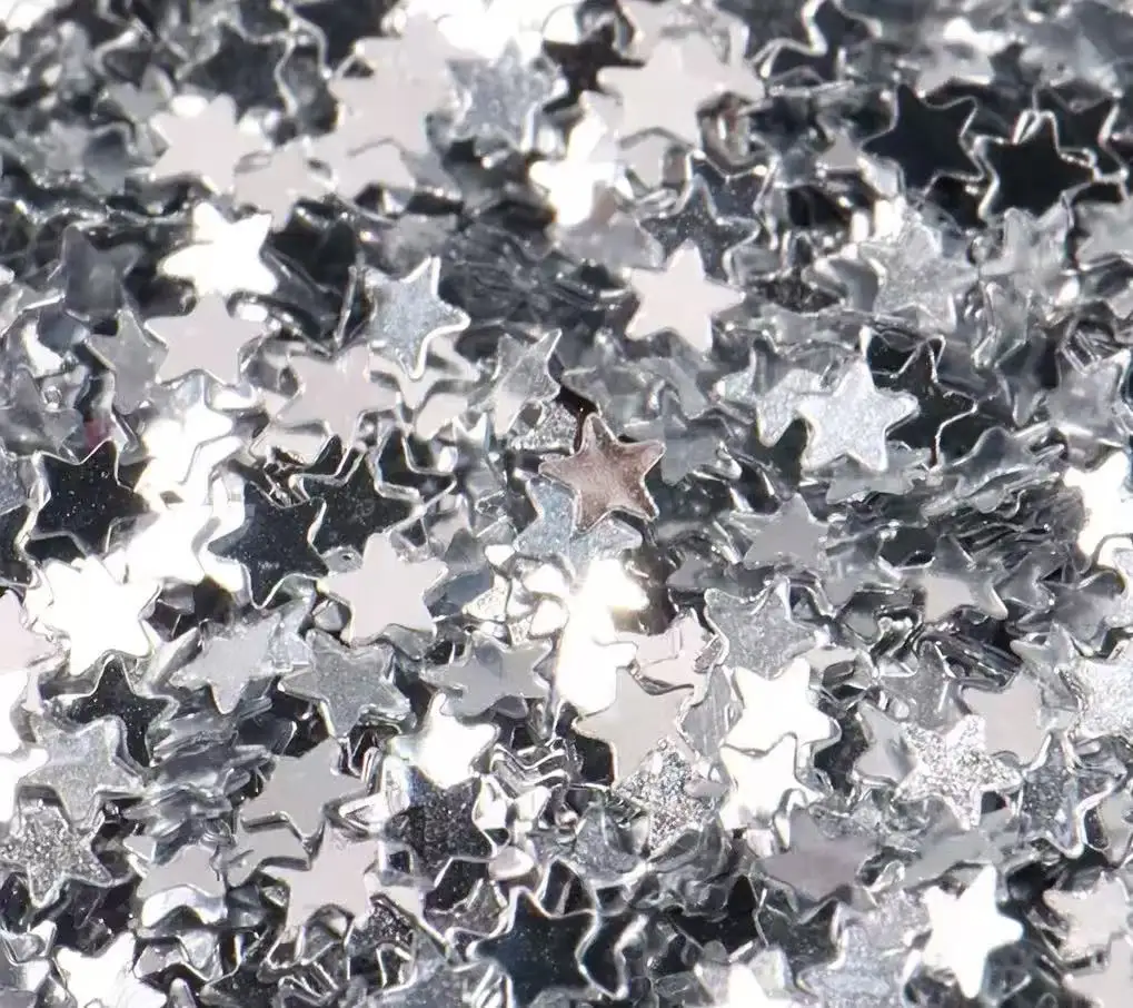 3pc Y2K Tiny Star Glitter Nail Flake Golden Silvery Black Small Pentagram Nail Seqiuns Kawaii Korean DIY Manicure Accessories