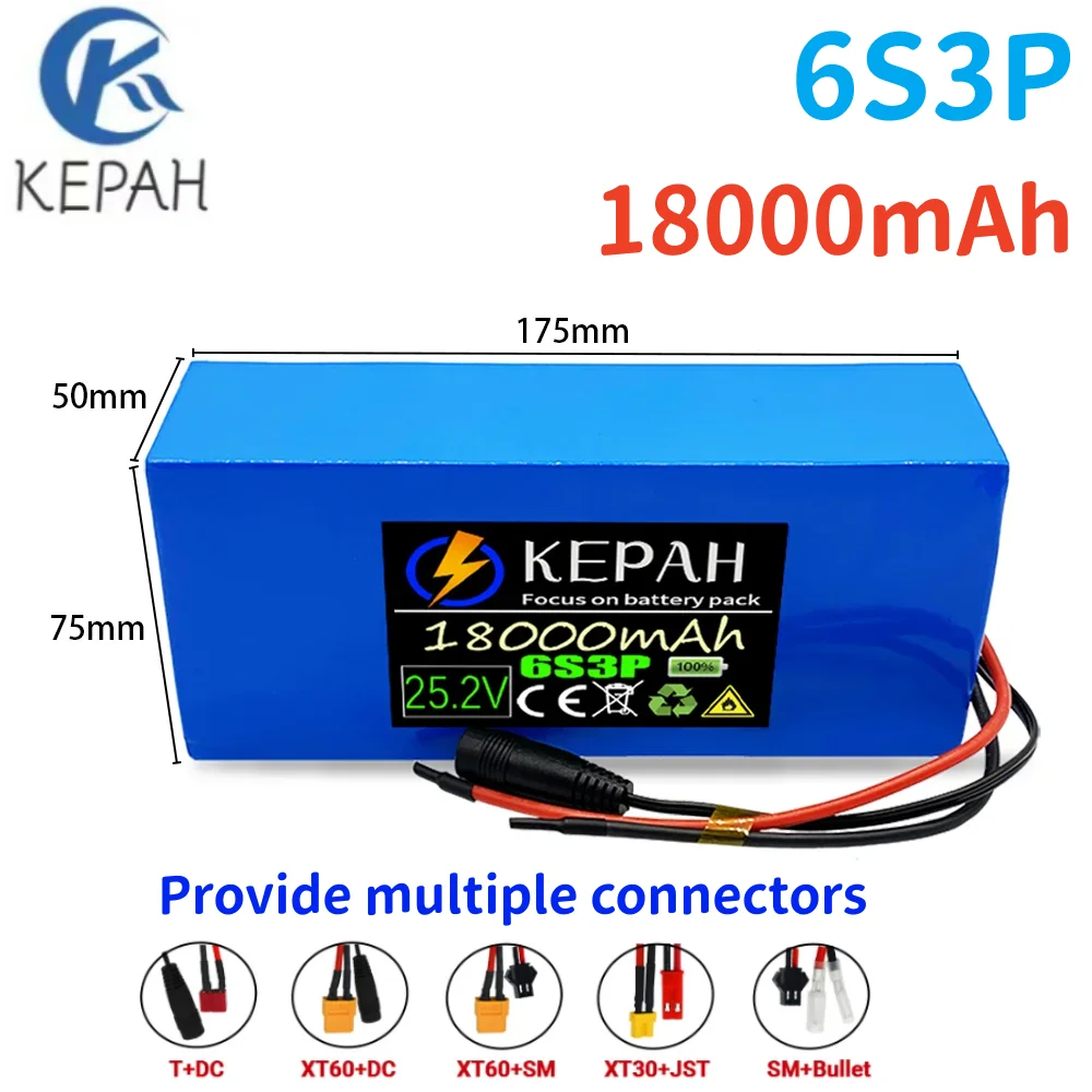 

6s3p 25.2V18ah 18650 lithium-ion battery 24V 18000mAh lithium-ion battery, suitable for bicycle/scooter battery with epoxy board