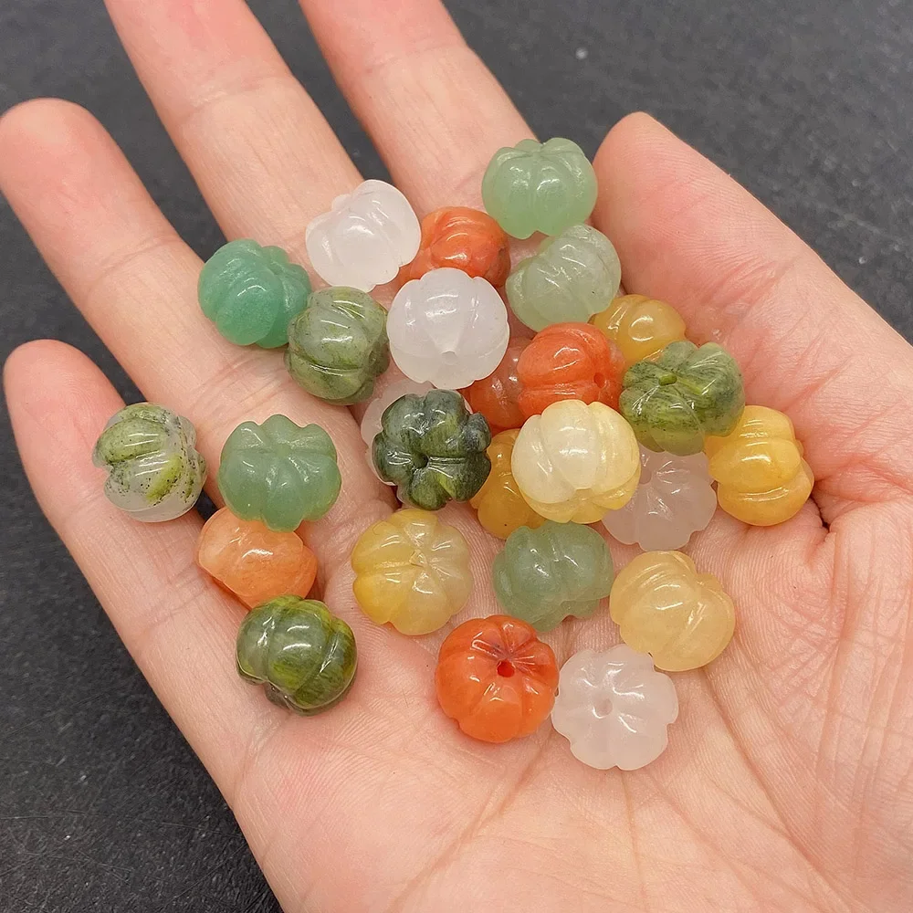 Natural Stone Pumpkin-shaped Red Agate Bead Green Dongling Loose Beads Charms for Jewelry Making DIY Necklace Bracelet Earring