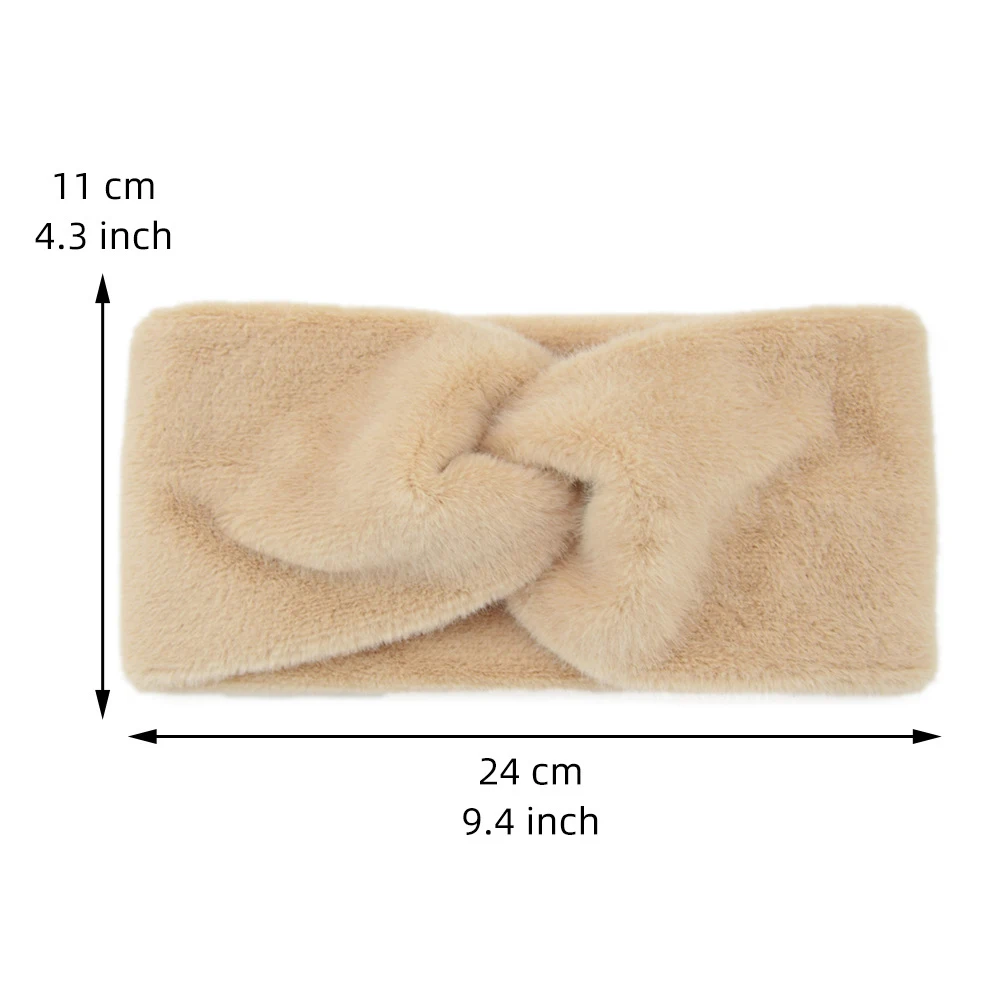 New Imitation Mink Fur Headbands For Women Wide Cross Ear Warmer Winter Warm Ear Turbans Soft Knot Hairbands Stretch   Headwear