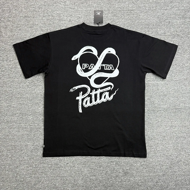 Street Black PATTA T Shirt Loose-fit Graphic Printed Round-neck Short-sleeved Shirt Men Women Top Tee