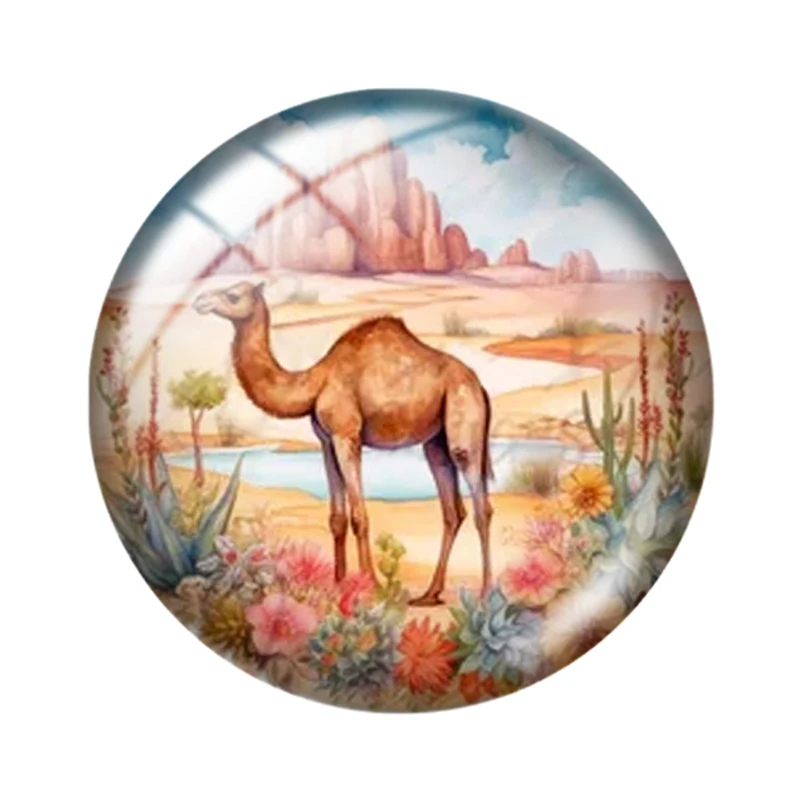 Watercolor Camel  mix 12mm/18mm/20mm/25mm Round photo glass cabochon demo flat back Making findings