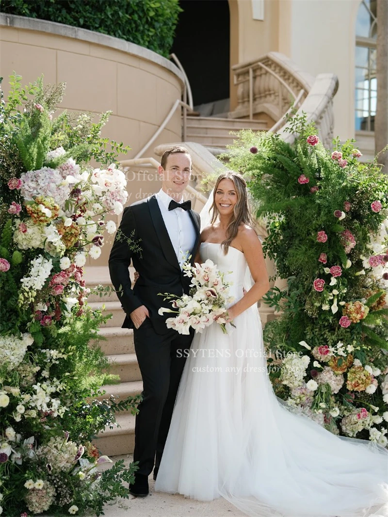 SSYTENS Simple lvory Wedding Dresses Strapless A Line Bridal Gowns Women Pleated Civil Bride Dresses Robes De Soirée Customized