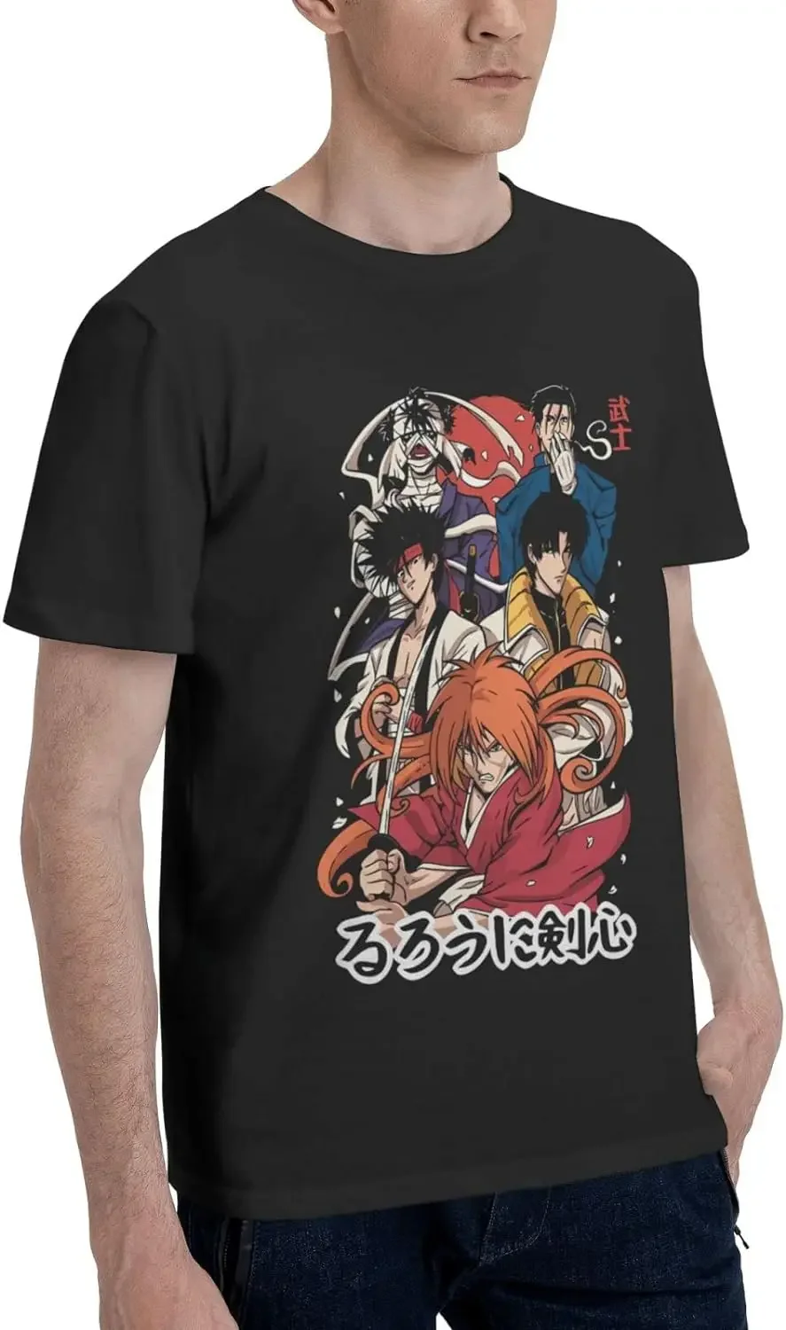 Anime Kenshin Rurouni T Shirt Man's Summer Cotton Tee Comfort Round Neck Short Sleeve Shirts