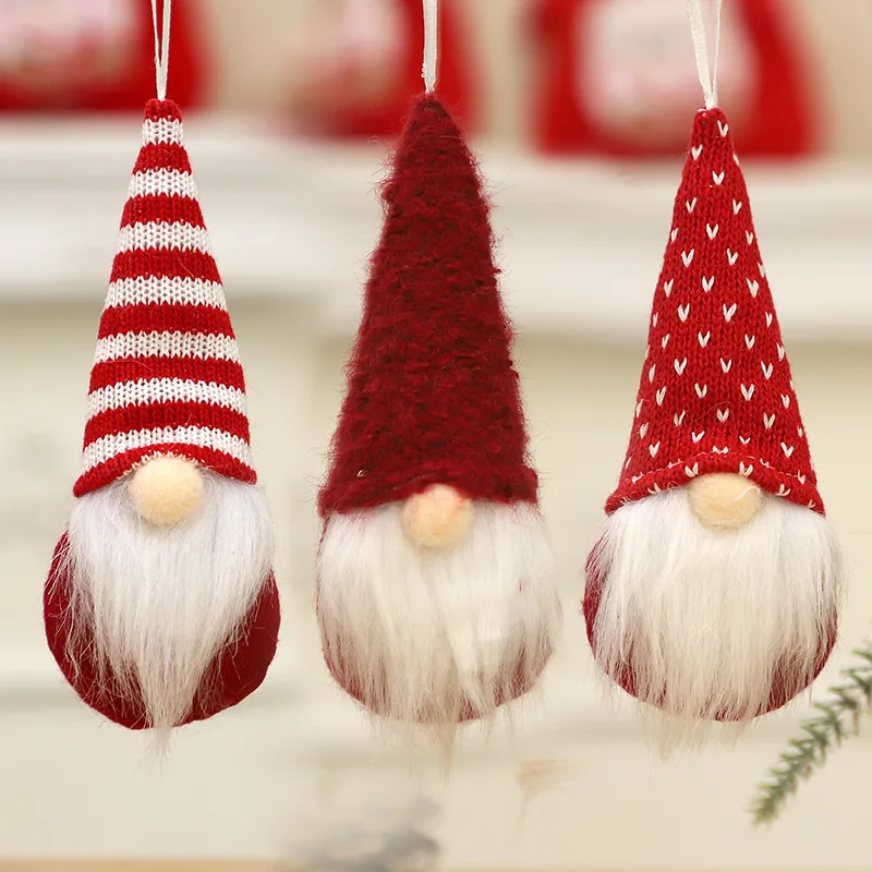 3PCS/lot Christmas Gnome Doll Pendant for Christmas Tree Decorations Xmas New Year Home Hanging Ornament