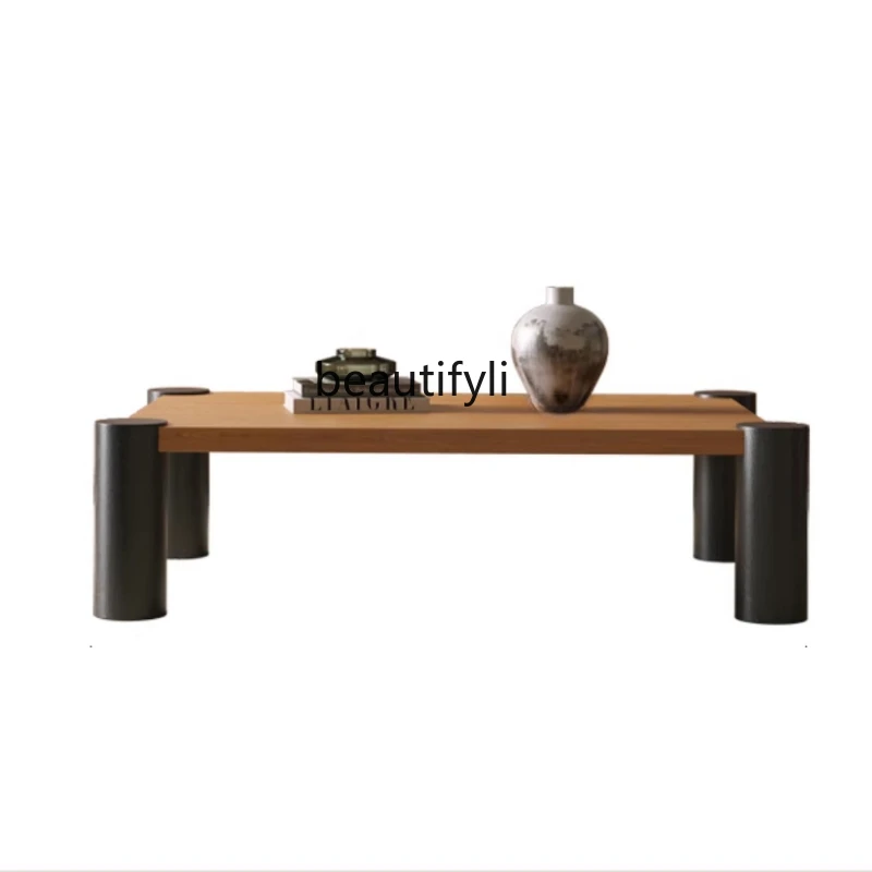 

French Ancient Style Rectangular Coffee Table Living Room Solid Wood Retro Small Apartment Home Personality Small Tea Table