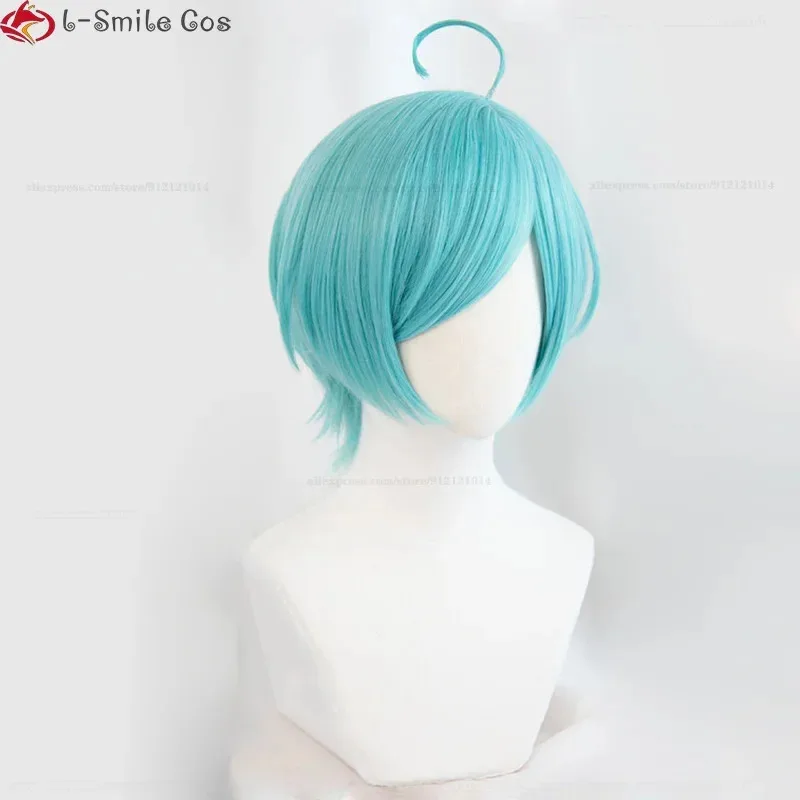

aaa12 3Game ES Cosplay puka Short Blue Resistant Hair Shinkai Kanata Anime Wigs + Wig Cap