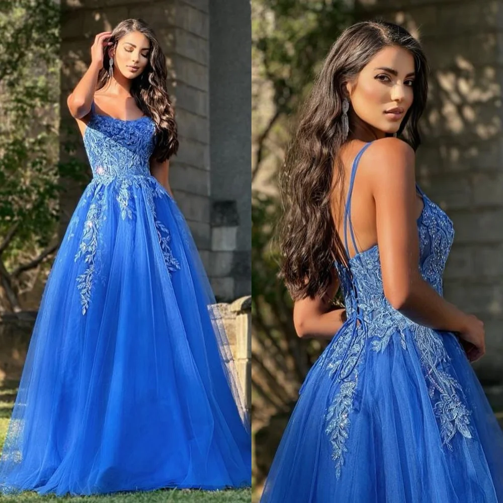 Jiayigong-Vestido largo hasta el suelo de tul drapeado, vestido elegante de baile de espagueti, apliques, Mesprit exquisito y brillante, personalizado