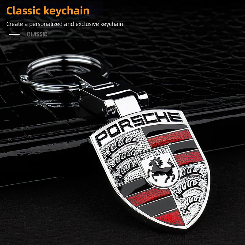 Car Dedicated KeyChain Ring Auto Logo Key Pendant Accessories For Porsche Cayenne Panamera Macan 911 718 Taycan Boxster Cayman