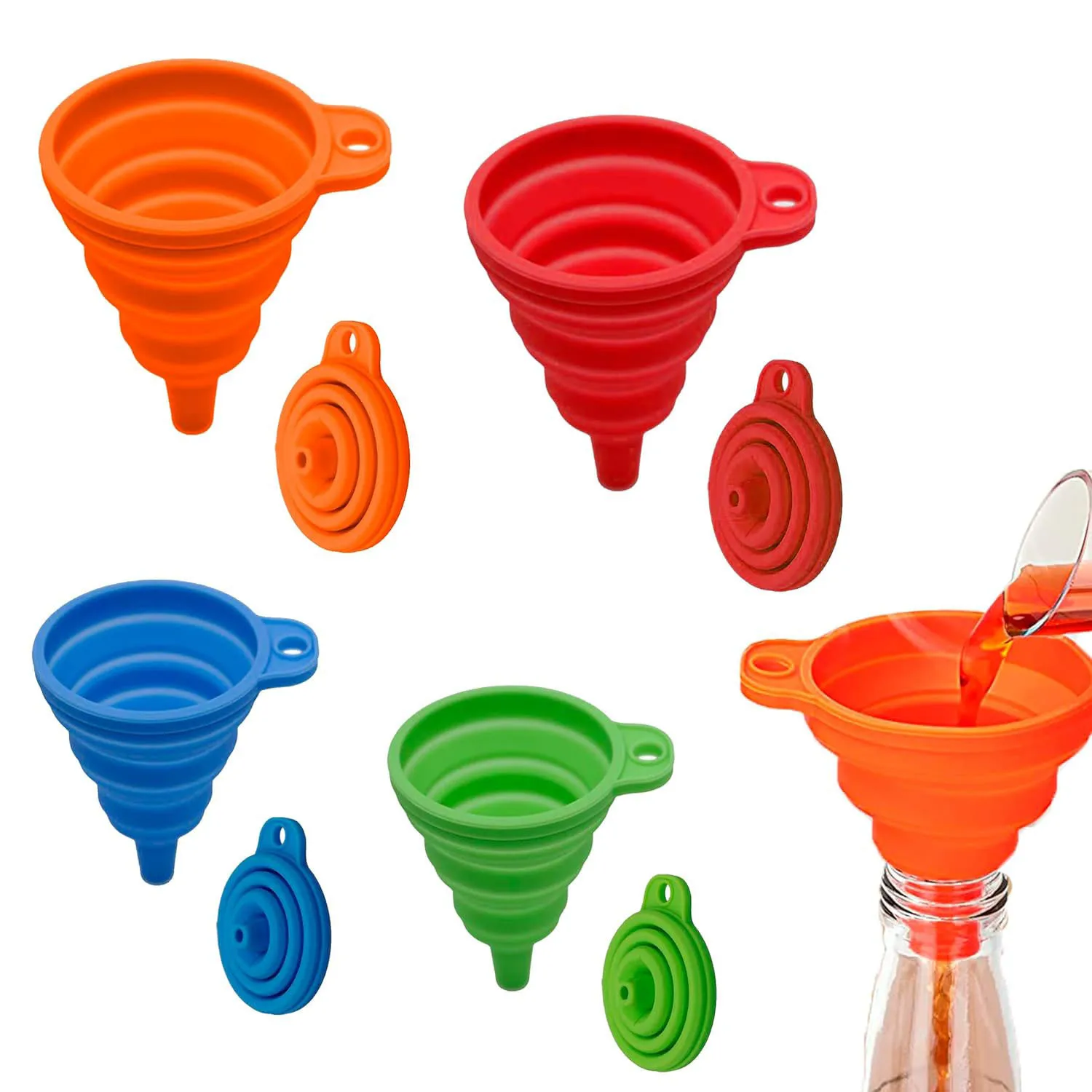 

Kitchen Funnel Set Gadget Accessories Foldable Silicone Foldable Funnel for Filling Water Bottles With Liquid Transfer