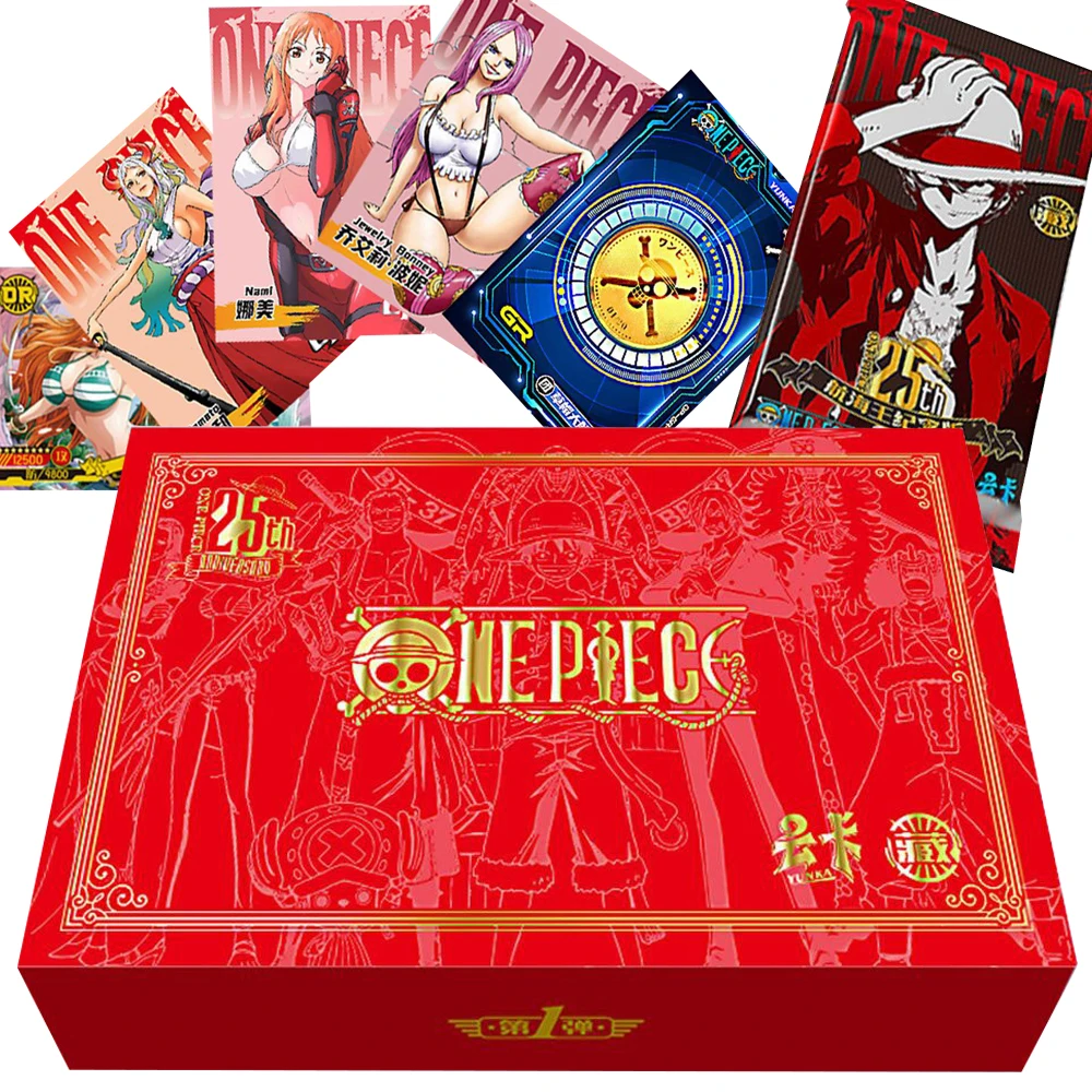 One Piece Cards Japanese Anime Different Group Logos 25th Anniversary Edition Gold Coin Limited Collection Card Kids Gifts Toys