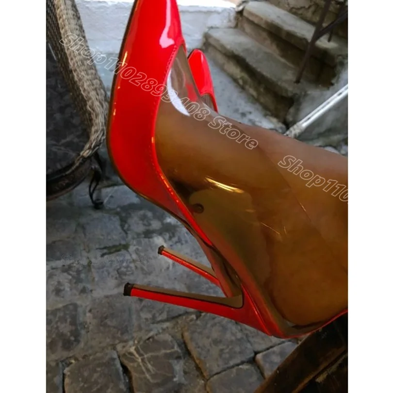 Clear PVC Patchwork Design Pumps Pointed Toe Shallow Stiletto Heels Women Shoes Spring Casual Dress Pumps Zapatos Para Mujere