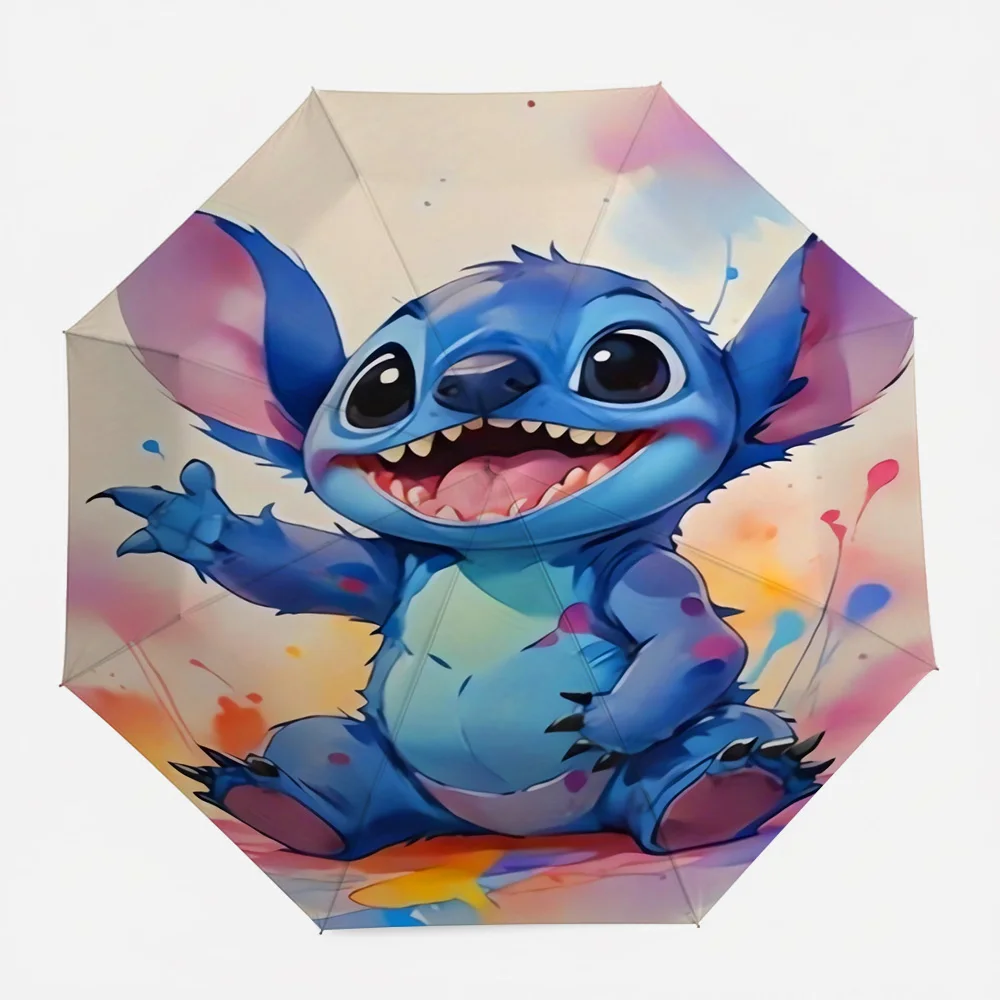 

Disney Lilo & Stitch Watercolor Splash Art Automatic Tri-Fold Umbrella, Waterproof Anti-UV Windproof Compact Travel Umbrella, Cu
