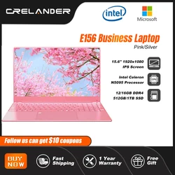 CRELANDER Computadora portátil 15,6 pulgadas 16g Ram Intel n5095 Windows 11 computadora portátil ultradelgada retroiluminación teclado huella dactilar desbloquear computadora portátil