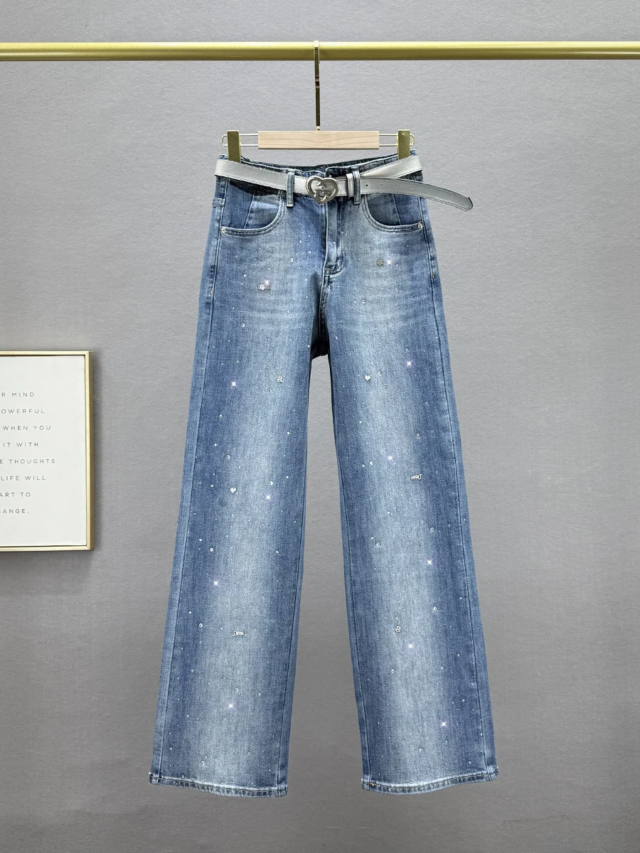 

Women's Straight Leg Jeans High Waist Loose Fit Slimming Extended Length Diamond Heat Treaent Spring New Faion Casual Cot...