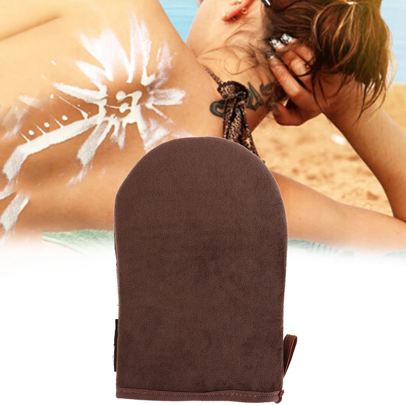 

Brown Reusable Applicator Tanning Gloves Cream Lotion Mousse Body Cleaning Glove