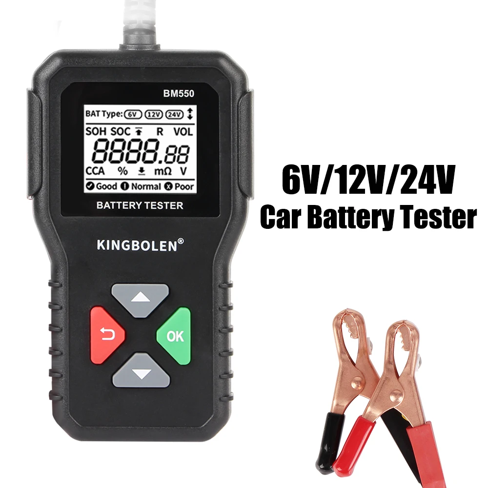 6V 12V 24V Car Battery Tool Car Accessories Car Battery Tester Auto Battery Analyzer 100-2000 CCA BM550 Battery System Detect