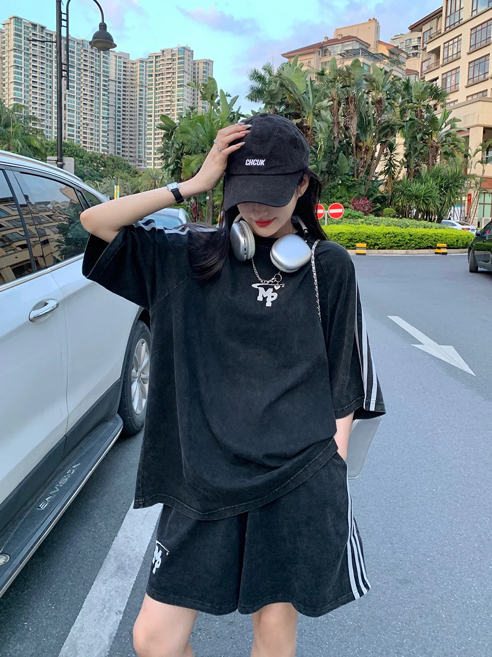 

Ретро-американский комплект мужских футболок: летний, модный, повседневный, спортивный, полный комплект из хлопка с круглым вырезом и коротким рукавом