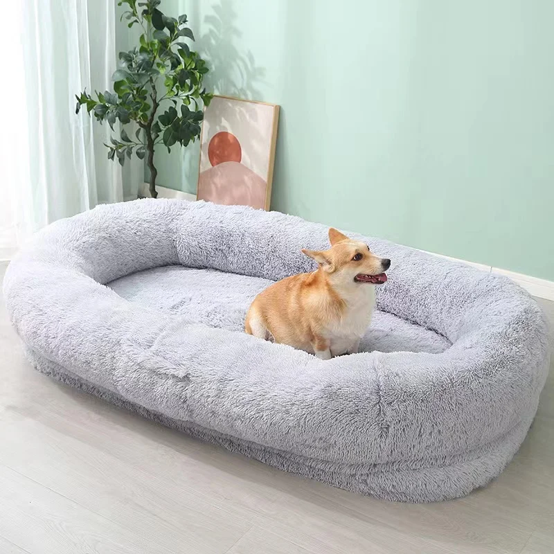 Almofada de pelúcia removível para animais de estimação, cama, sofá, canil, ninho grande, quente, saco de feijão, pessoas, inverno, gato, cachorro, pet