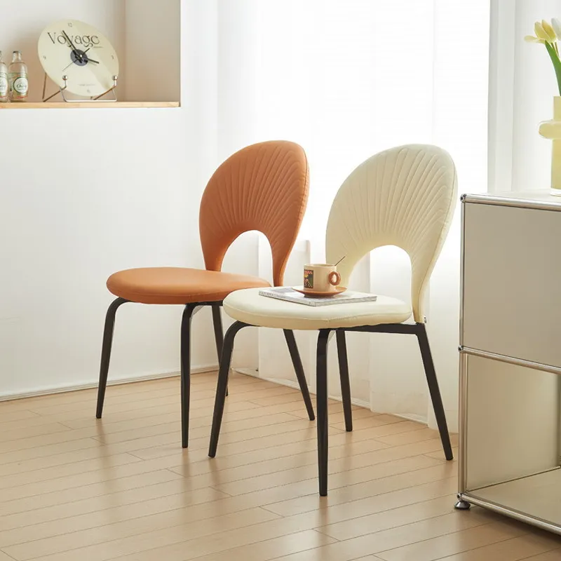 French cream style dining chair light luxury white Internet celebrity shell chair